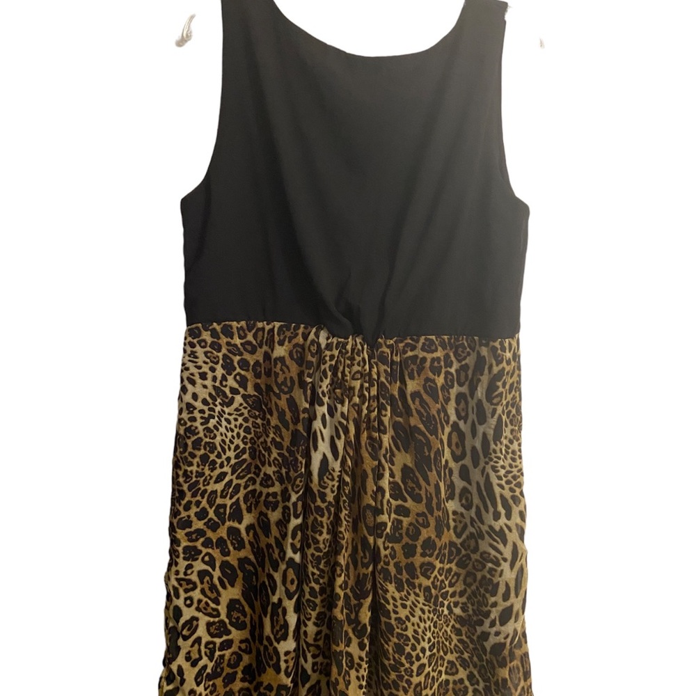 Club L sleeveless black cheetah print womens plus dress 1x scoop neck Black 18